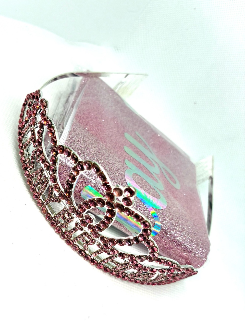 NEW Birthday Tiara and Crown with Sash, Birthday Tiara for Women Party (Pink)